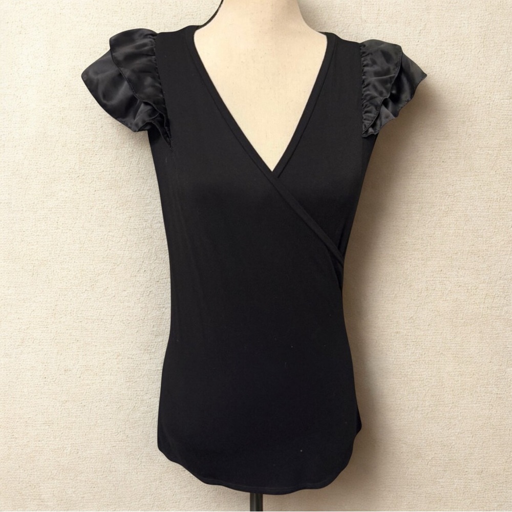 Generation Love Black Satin Ruffle Sleeve Blouse